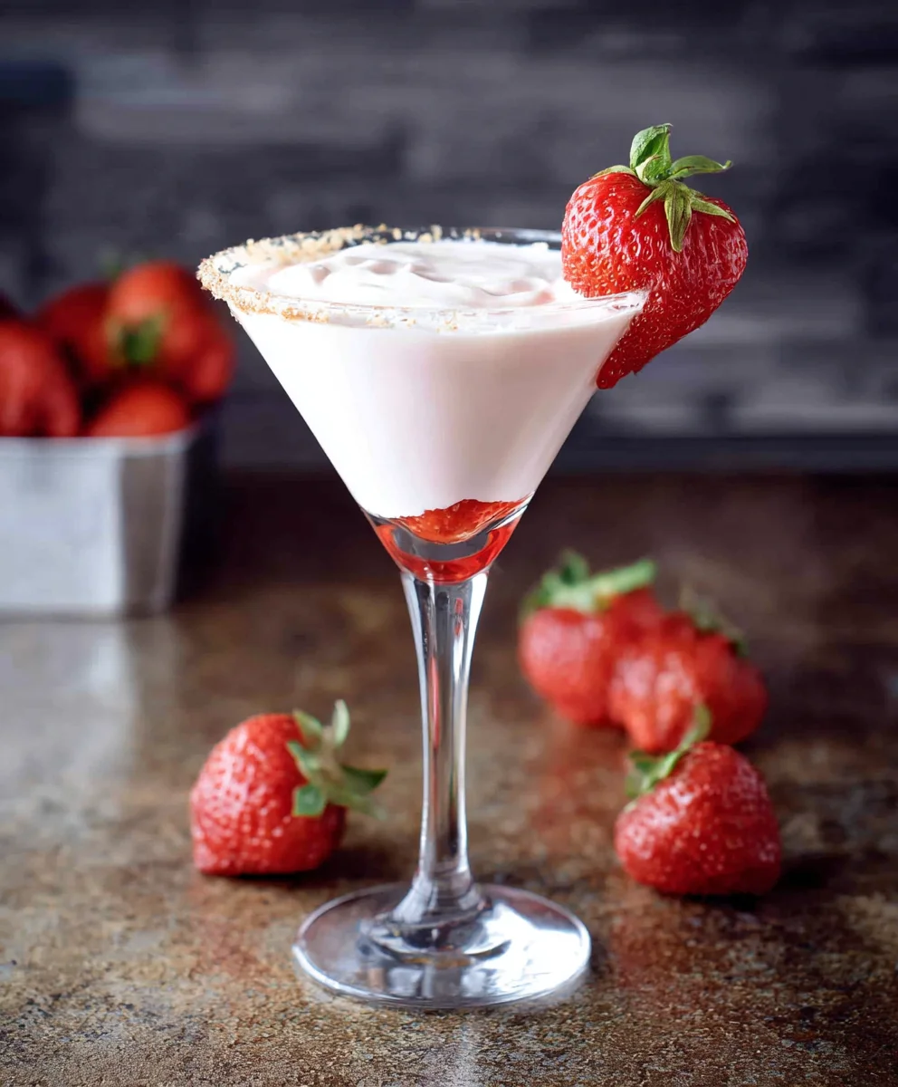 Strawberry Shortcake Martini - Delicious Non-Non-Non-Alcoholic Alternativeic Drink