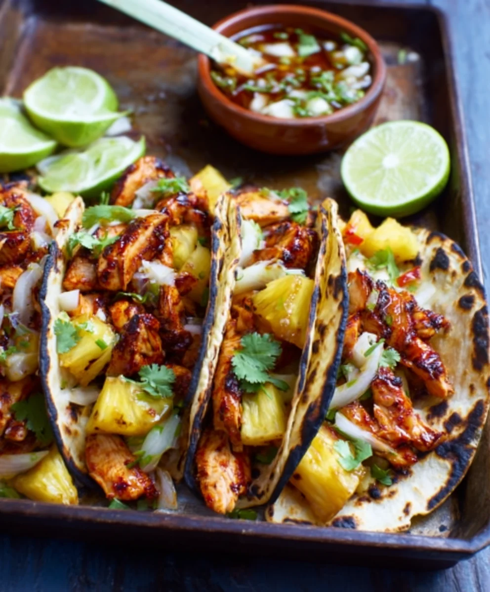 Easy One Pan Chicken Pineapple Tacos Recipe
