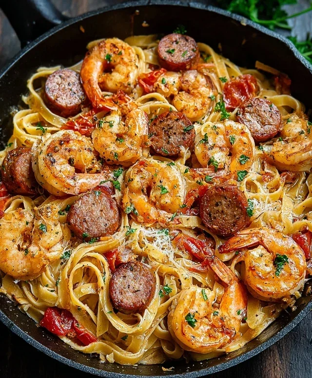 Creamy Cajun Shrimp Pasta with Sausage