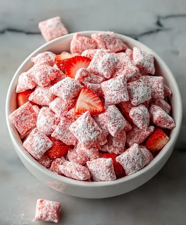 Easy Strawberry Shortcake Puppy Chow