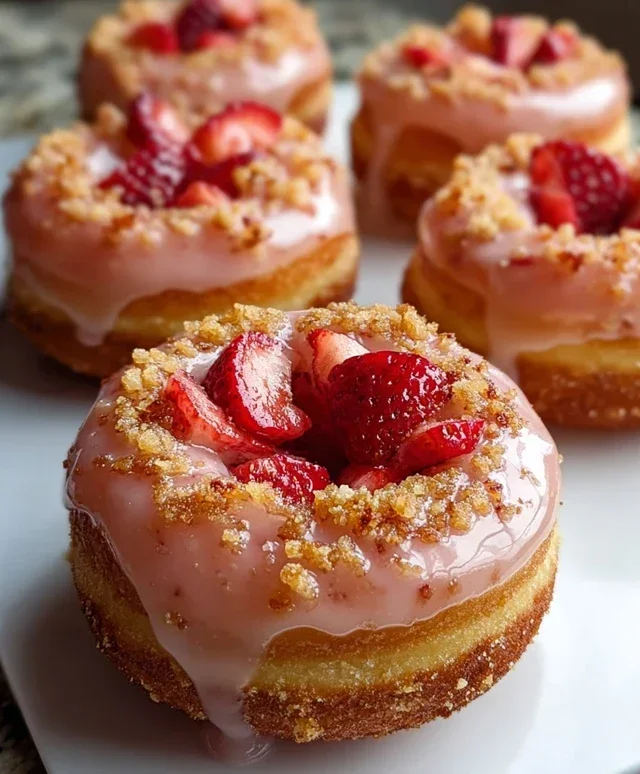 Freshly Glazed Strawberry Crunch Donuts