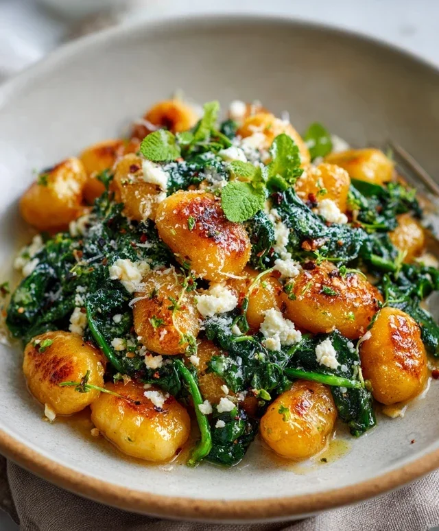 Crispy Gnocchi With Spinach And Feta