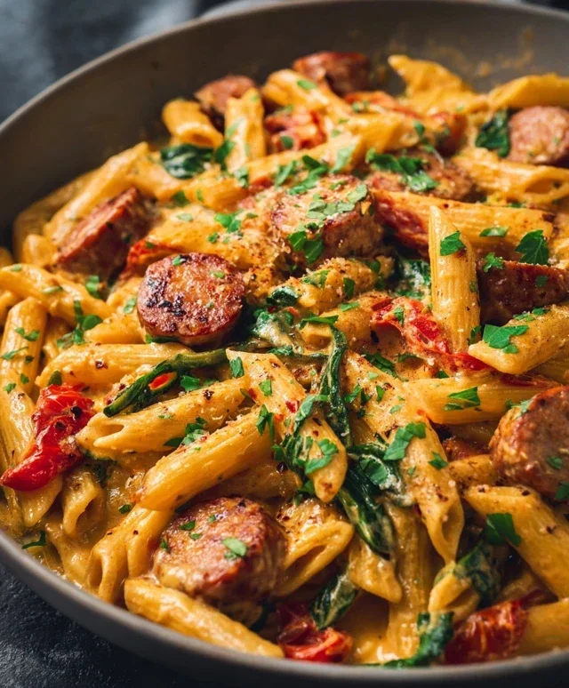 One Pot Creamy Cajun Sausage Pasta (30-Minutes)