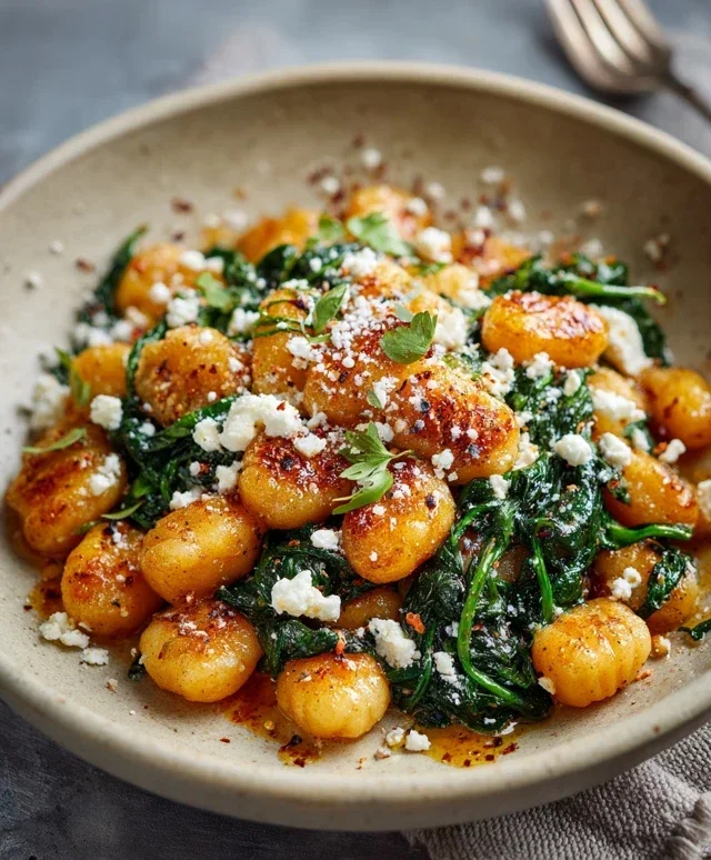 Crispy Gnocchi With Spinach And Feta