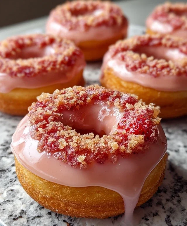 Freshly Glazed Strawberry Crunch Donuts